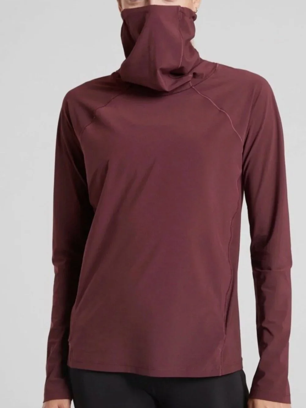 Athleta Ultimate Gaiter Long Sleeve Top Size Large - Brown Athletic Outdoor B52